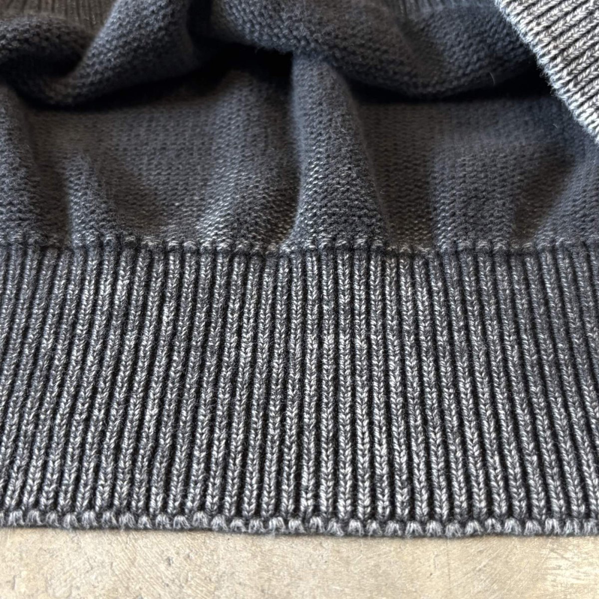 画像8: GRAY COLOR HALF ZIP COTTON KNIT SWEATER / Mens XL (8)
