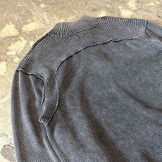画像9: GRAY COLOR HALF ZIP COTTON KNIT SWEATER / Mens XL (9)