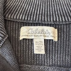 画像10: GRAY COLOR HALF ZIP COTTON KNIT SWEATER / Mens XL (10)