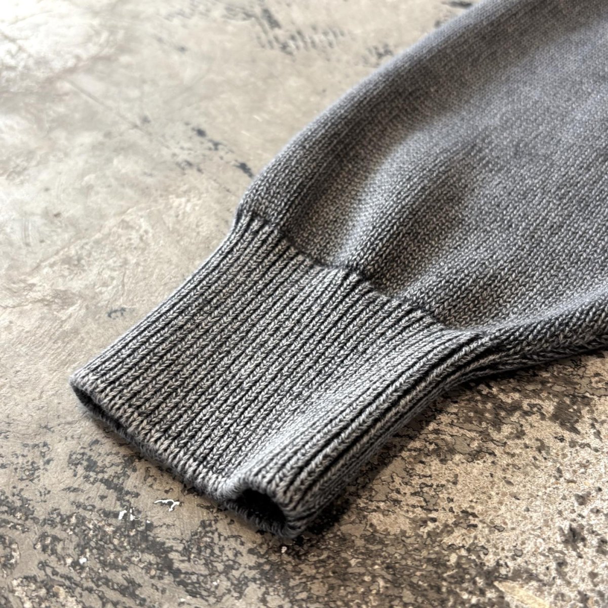 画像7: GRAY COLOR HALF ZIP COTTON KNIT SWEATER / Mens XL (7)