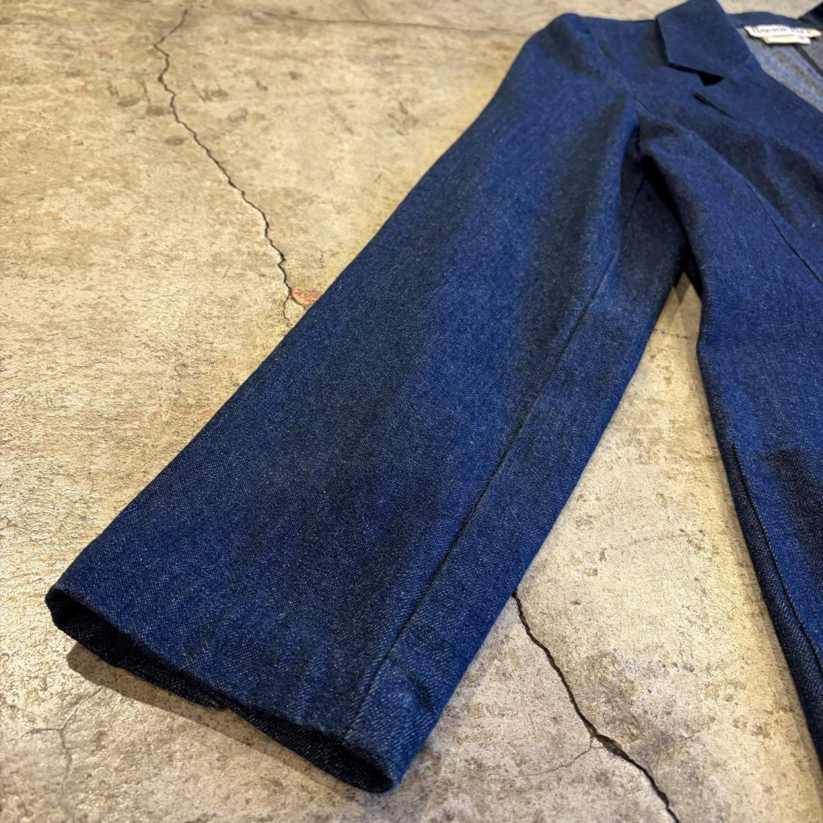 画像5: 1 BUTTON DESIGN TAILORED DENIM JACKET / Ladies M / MADE IN USA (5)