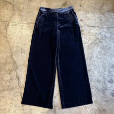 画像1: NAVY COLOR VELVET SLACKS WIDE PANTS / W29 (1)