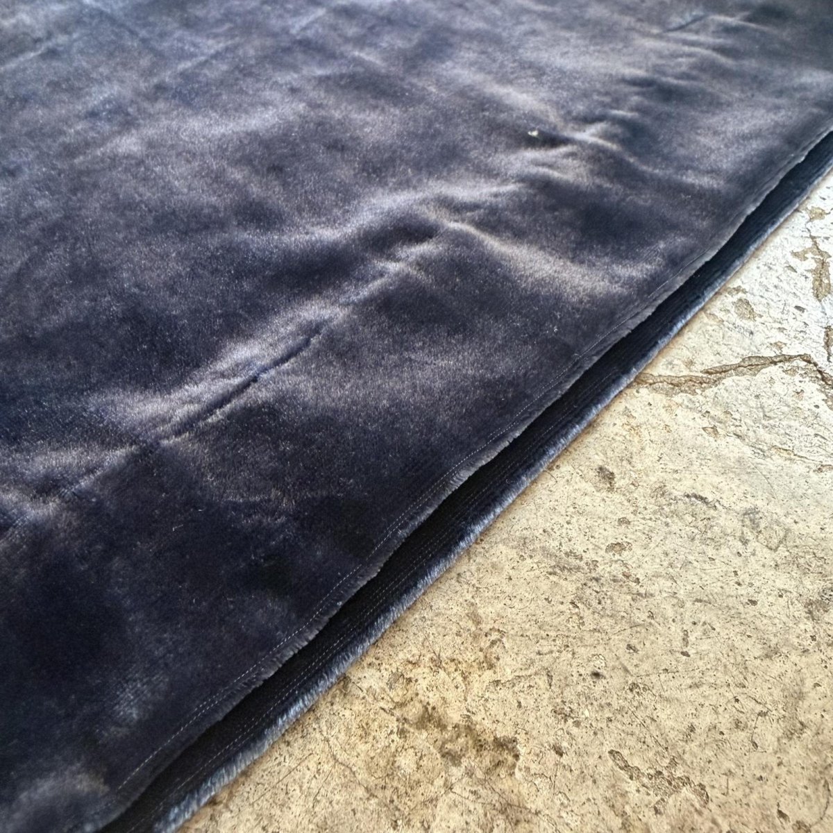 画像10: NAVY COLOR VELVET SLACKS WIDE PANTS / W29 (10)