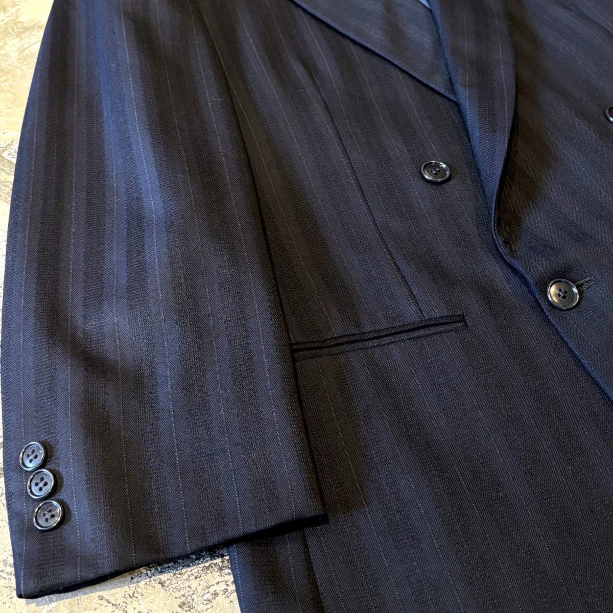 画像5: STRIPE PATTERN DOUBLE BREASTED TAILORED JACKET / Mens L (5)
