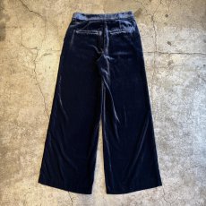 画像2: NAVY COLOR VELVET SLACKS WIDE PANTS / W29 (2)