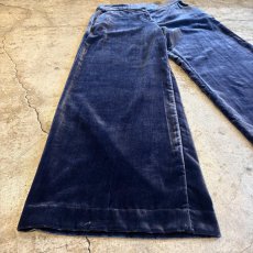画像4: NAVY COLOR VELVET SLACKS WIDE PANTS / W29 (4)