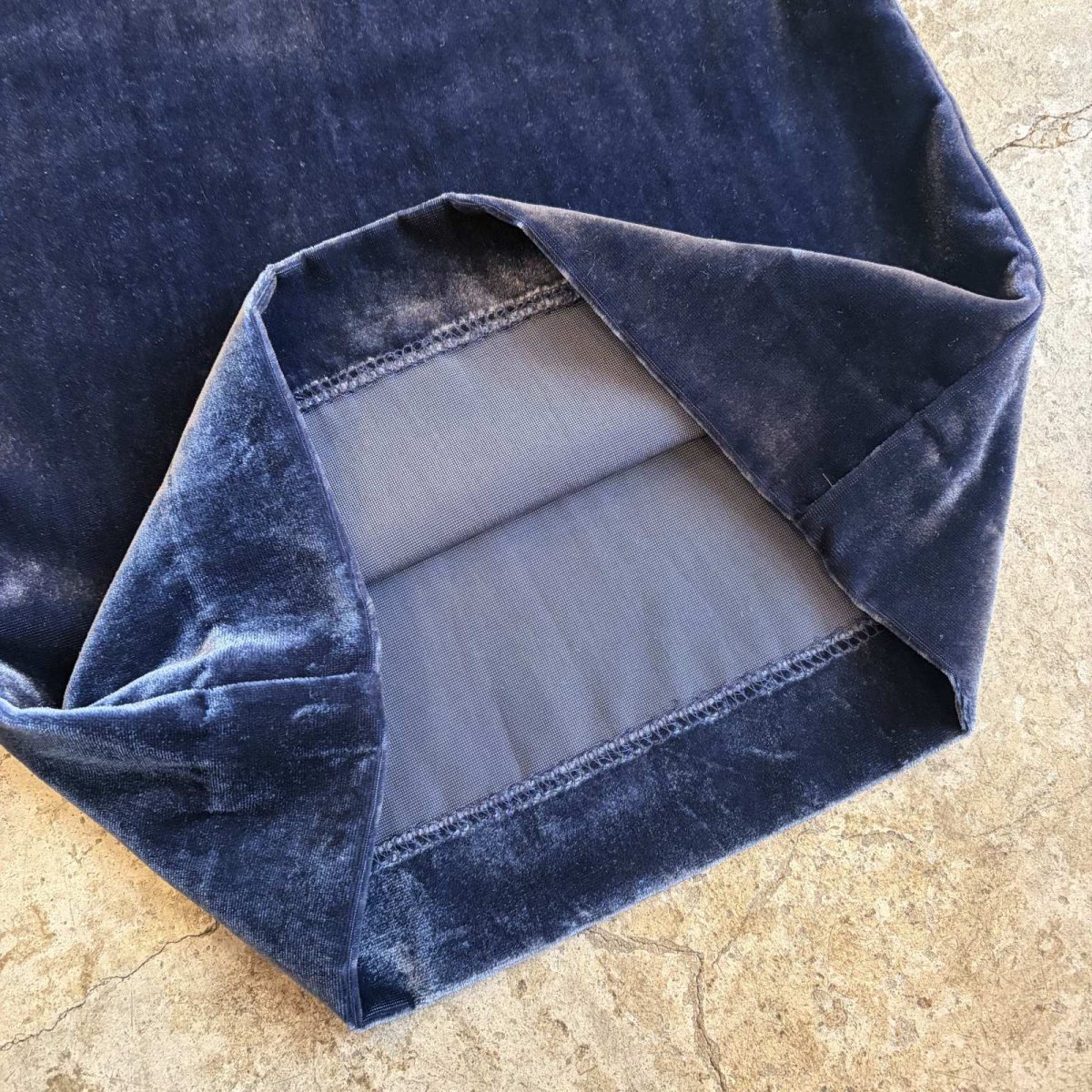 画像5: NAVY COLOR VELVET SLACKS WIDE PANTS / W29 (5)