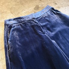 画像3: NAVY COLOR VELVET SLACKS WIDE PANTS / W29 (3)