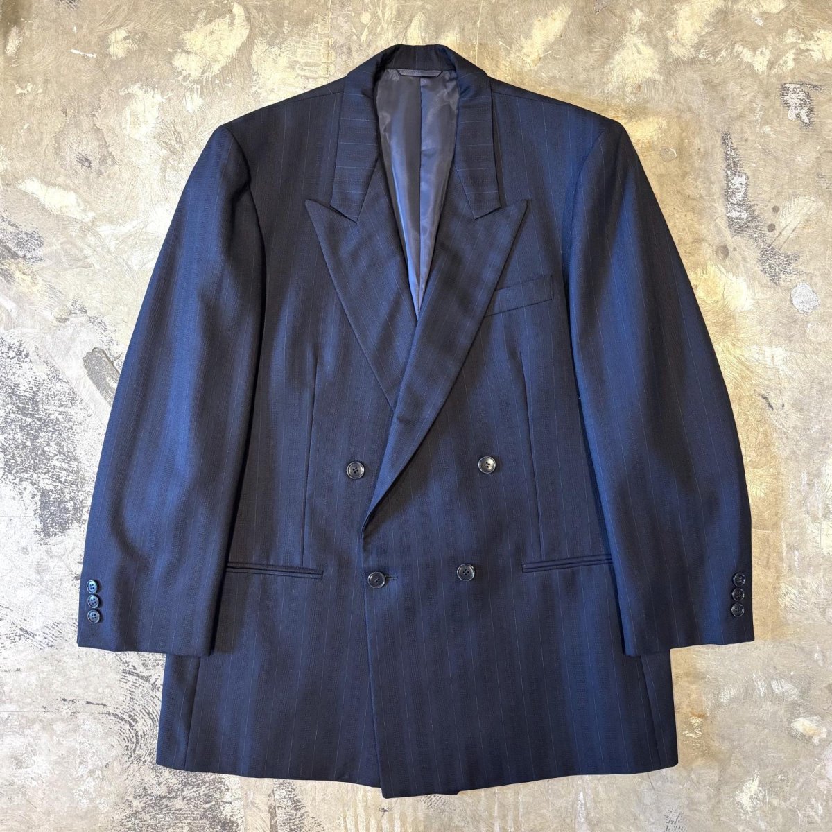画像1: STRIPE PATTERN DOUBLE BREASTED TAILORED JACKET / Mens L (1)