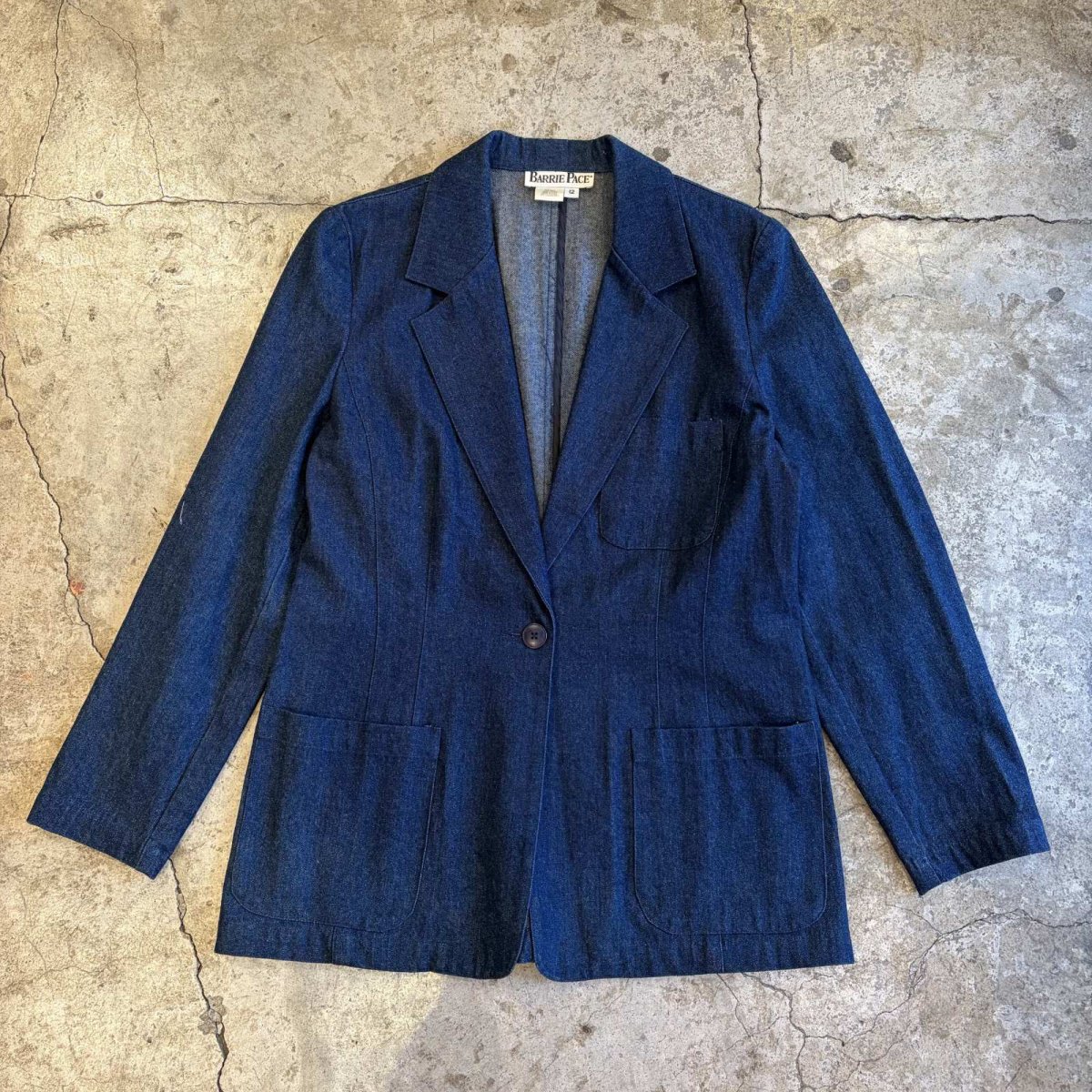 画像1: 1 BUTTON DESIGN TAILORED DENIM JACKET / Ladies M / MADE IN USA (1)