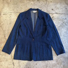 画像1: 1 BUTTON DESIGN TAILORED DENIM JACKET / Ladies M / MADE IN USA (1)
